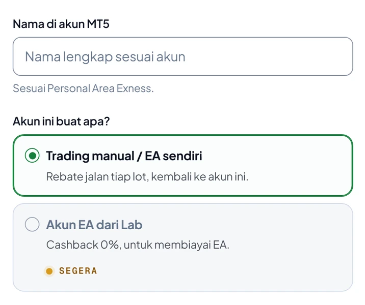 Tampilan form daftar nomor MT5 di situs ini